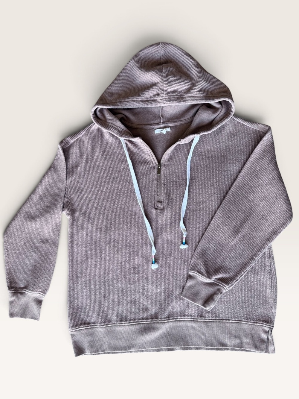 Maurices Textured Quarter Zip Hoodie Dusty Mauve Large